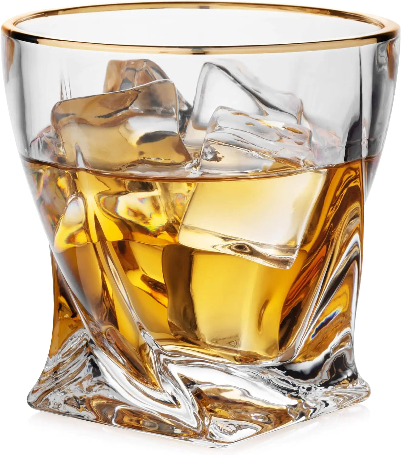 Gold Rimmed Twisted Whiskey Glasses Set Of 4