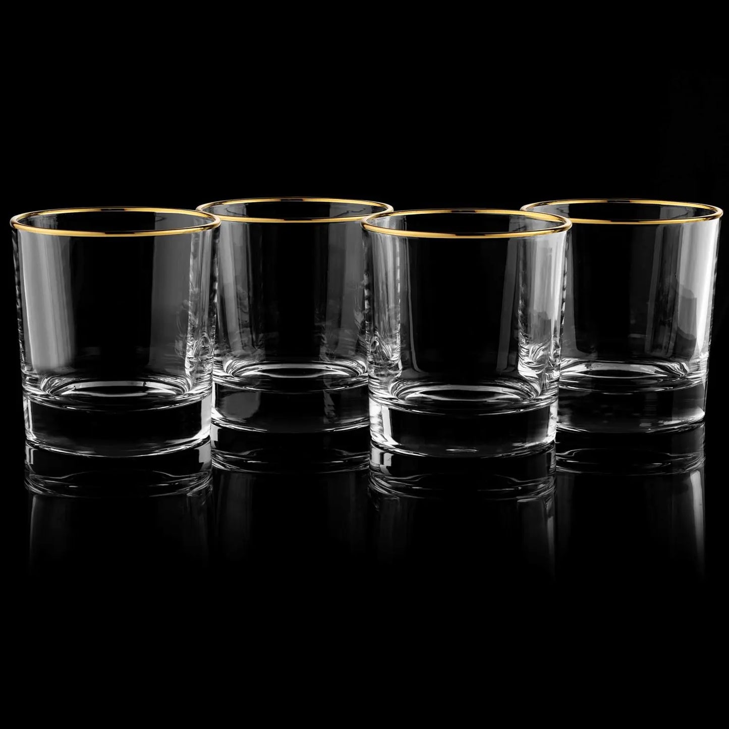 Gold Rimmed Whiskey Glasses Set Of 4 Tumbler