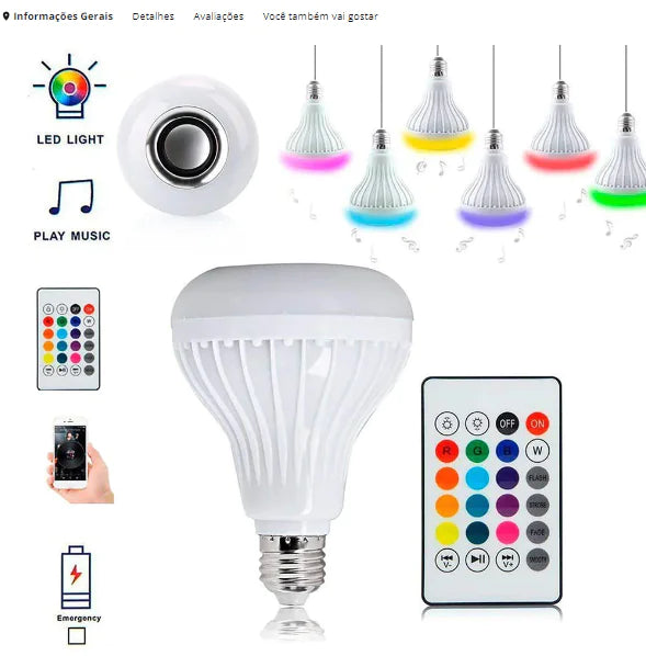 Musical Light Bulb, Bluetooth Light Bulb, Multi Colored