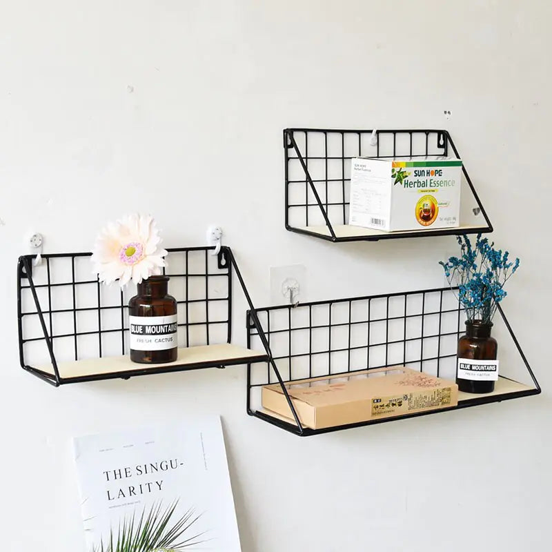 Metal and Wood Wall Shelves