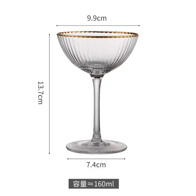 Crystal Cocktail Glass with Gold Rim Crystal Glass Cup