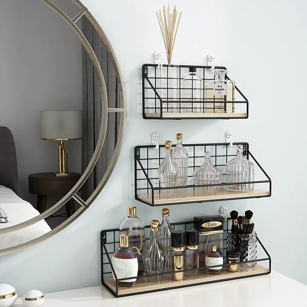 Metal and Wood Wall Shelves