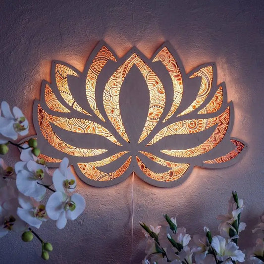 Wood Lotus Wall Lamp, Large