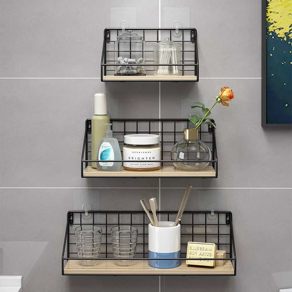 Metal and Wood Wall Shelves