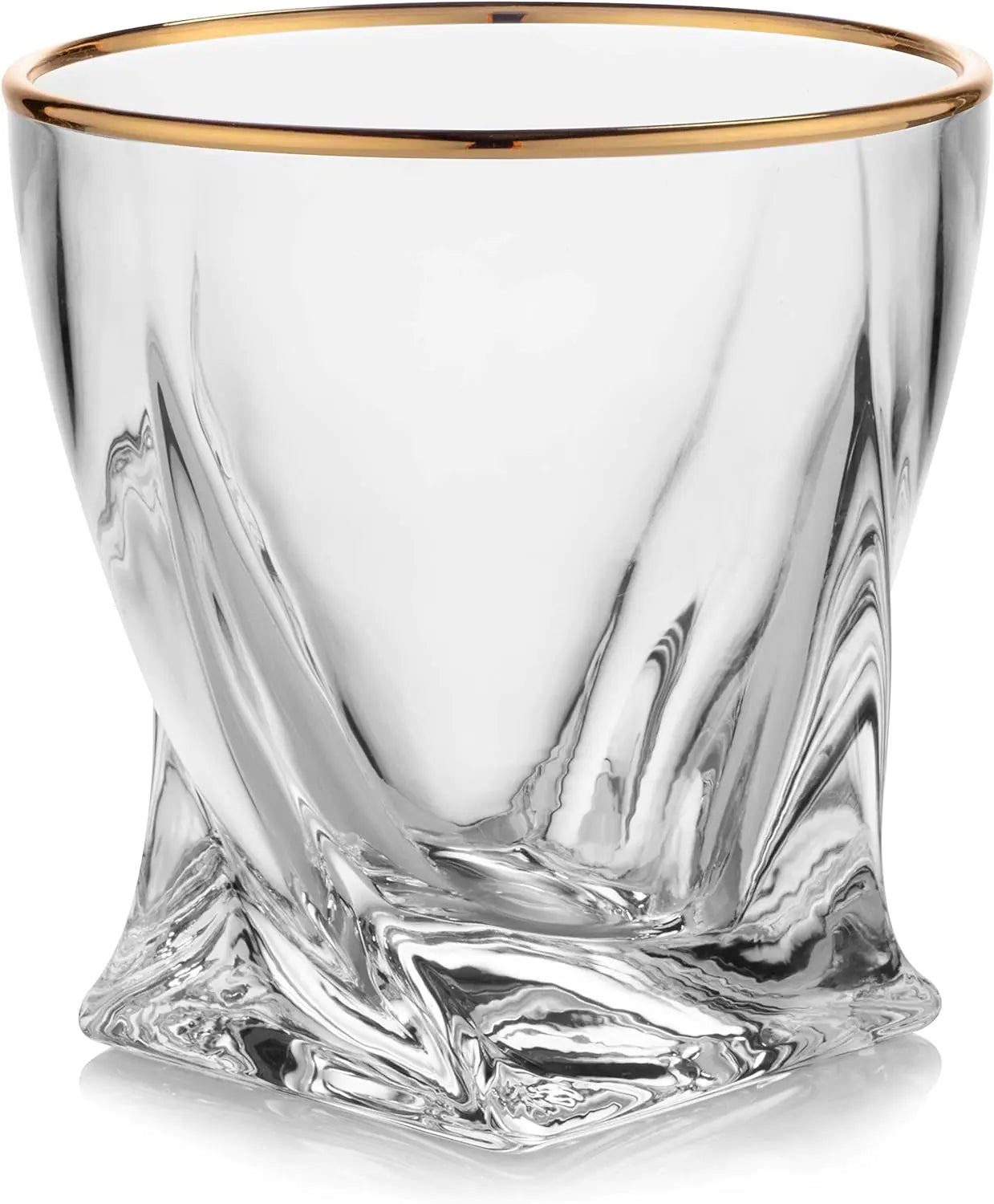 Gold Rimmed Twisted Whiskey Glasses Set Of 4