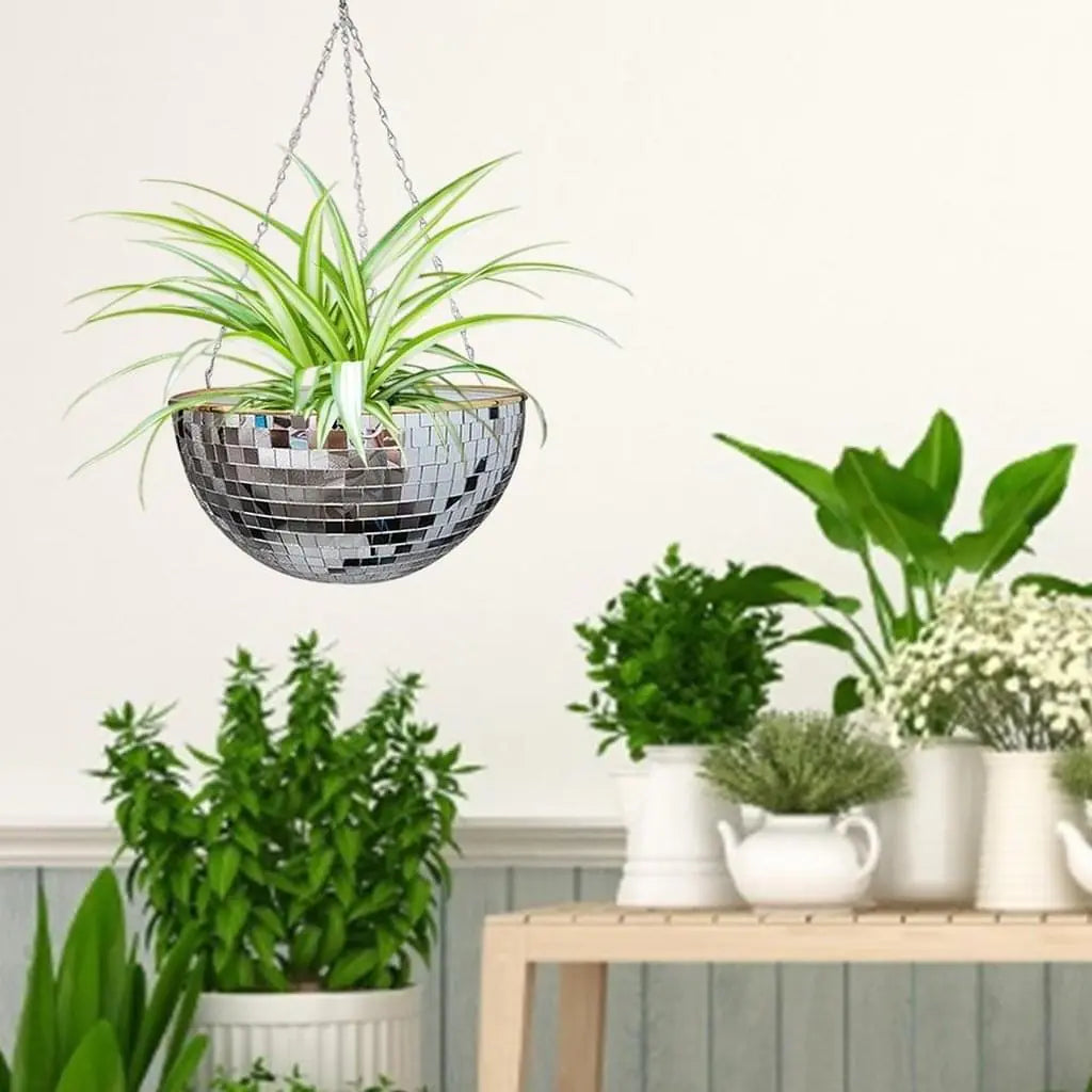 Disco Ball Hanging Flower Pot