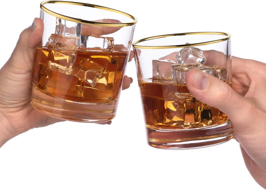 Gold Rimmed Whiskey Glasses Set Of 4 Tumbler