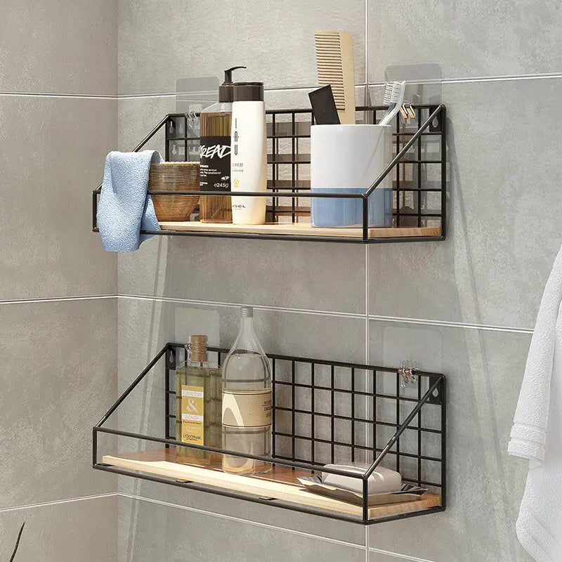 Metal and Wood Wall Shelves