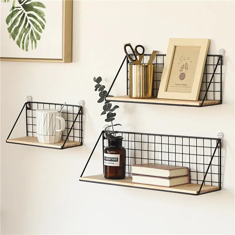 Metal and Wood Wall Shelves