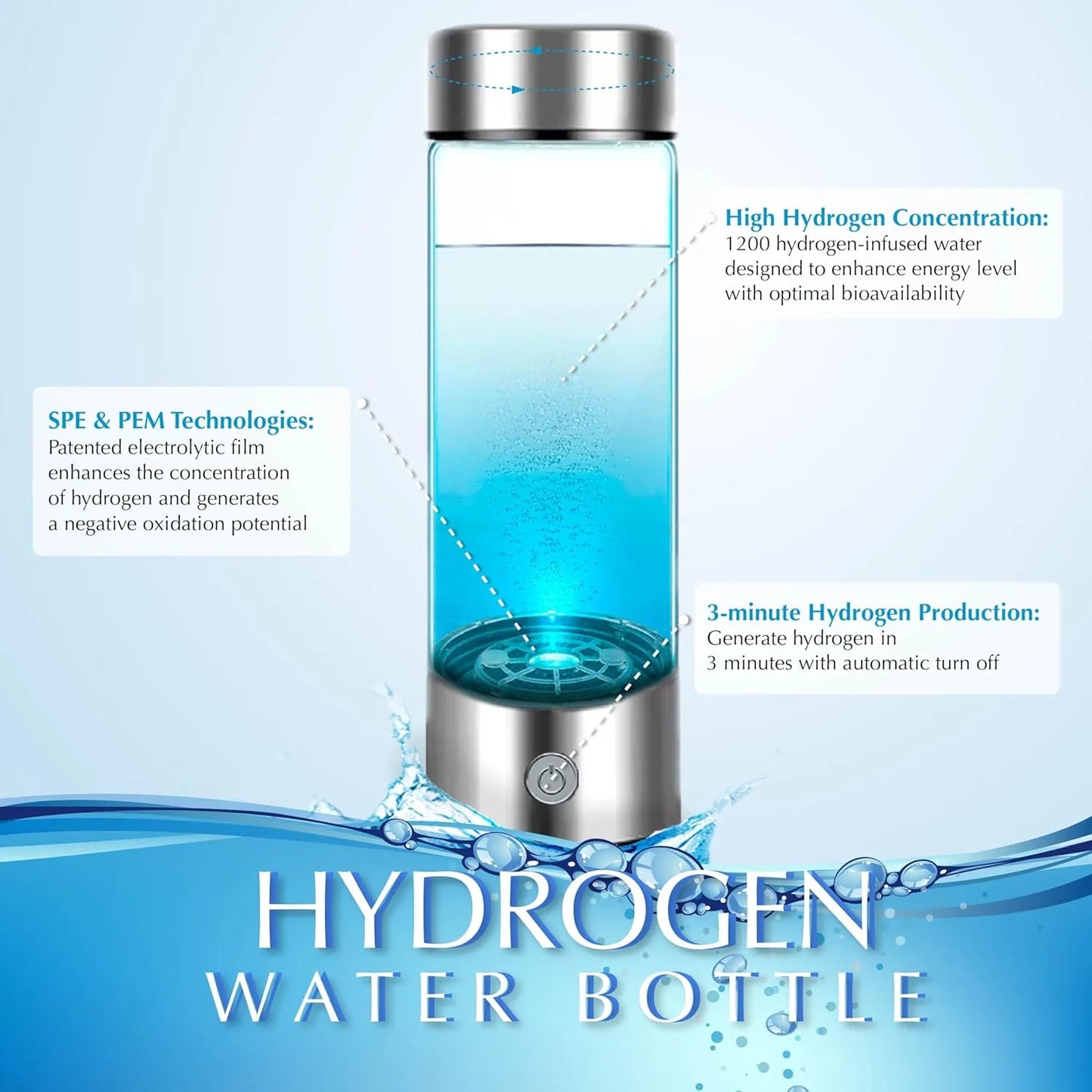 Hydrogen Water Bottle, Hydrogen Generating