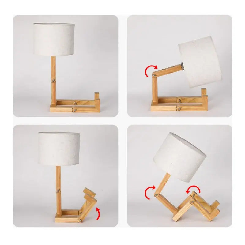 Table Lamp Robot Shape, Wooden Light