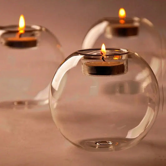 Glass Orb Candle Display, Tealight Centerpiece